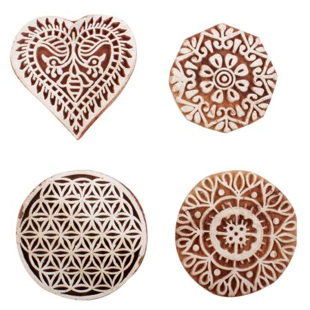 Set of 4 Piece New Mix Wooden Printing Block
